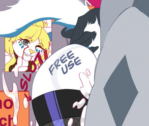 anal anal_penetration anthro anthro_penetrated anus blonde_hair bodily_fluids body_writing breed butt buttplug buttplug_in_ass buttplug_insertion clothing cum cum_covered cum_drip cum_from_vagina cum_in_vagina cum_inside cum_on_penis dripping duo erection female female_penetrated fishnet_clothing fishnet_legwear free_use fur genital_fluids genitals grey_body grey_fur hair heart_symbol hole_in_wall leaking_cum legwear male male/female male_penetrating male_penetrating_female messy nude object_in_ass penetration penile penile_penetration penis penis_in_vagina photo plug_(sex_toy) plug_insertion public_use raised_tail sex sex_toy sex_toy_in_ass sex_toy_insertion smile stuck tail tail_grab teeth text through_wall vaginal vaginal_penetration white_body white_fur writing_on_butt seemurena ourobunny xena_(detruo) domestic_cat felid feline felis lagomorph leporid mammal rabbit 2d_animation animated digital_media_(artwork) english_text hi_res