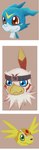 ambiguous_gender beak blue_body blue_eyes feathers green_body happy head_markings markings red_eyes red_markings solo white_body white_feathers yellow_body yellow_markings sapphireluna bandai_namco digimon armadillomon avian digimon_(species) hawkmon mammal reptile scalie veemon 2015 headshot_portrait hi_res multiple_images portrait