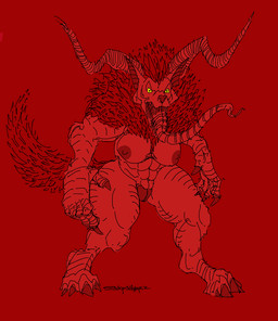 abs anthro big_breasts breasts female long_tongue muscular muscular_anthro muscular_female solo tongue stinkfingerz tagme