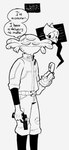 anthro duo female gun male pip-boy ranged_weapon text weapon afuckingcamel-zenge-art_(artist) fallout microsoft starbound a.v.i.a.n. kenta_(afuckingcamel) humanoid hylotl black_and_white english_text hi_res monochrome