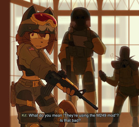 american_flag anthro brown_hair bulletproof_vest confusion curvy_figure eyewear female fluffy fluffy_tail goggles group gun gun_arm hair handgun holster holstered_pistol hourglass_figure imminent_death m4_carbine magenta_eyes oh_no pistol ranged_weapon solo_focus tactical_gear tail text trio united_states_of_america weapon weapon_arm dullanboi gameoverse glitch_productions ready_or_not kit_bodega domestic_cat felid feline felis mammal crossover english_text hi_res