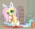 blood blood_on_claws bodily_fluids cat_costume claws clothing costume death duo female female/female feral gore licking licking_blood mauling rib_cage scratches tongue tongue_out wings maulnarch_blooderfly friendship_is_magic hasbro my_little_pony mythology fluttershy_(mlp) rainbow_dash_(mlp) equid equine horse mammal mythological_creature mythological_equine pegasus pony