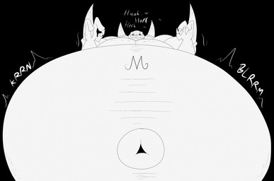 anthro belly belly_inflation big_belly bloated breath huge_belly hyper hyper_belly inflation male muscular muscular_male navel outie_navel rumbling_stomach sharp_teeth solo spikes teeth viddibus dragon_ball dragon_ball_z yakon_(dragon_ball) monster reptile scalie hi_res monochrome