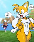 4:5 absurd_res age_difference anthro bat big_breasts big_butt breasts butt canid canine duo female fox hi_res lollipopcon male male/female mammal miles_prower older_female rouge_the_bat sega sky sonic_the_hedgehog_(series) younger_male