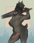 4_fingers animal_genitalia animal_penis anthro beak beam_rifle claws energy_weapon erection finger_claws fingers front_view genital_slit genitals grey_body grey_eyes gun hand_on_hip head_feathers holding_gun holding_object holding_ranged_weapon holding_weapon knot looking_at_viewer male nipples non-mammal_nipples nude penis pink_penis pose pupils ranged_weapon ridged_penis sharp_teeth short_tail slit_pupils smile solo standing tail teeth weapon weapon_on_shoulder inno-sjoa halo_(series) microsoft xbox_game_studios zath-kehk_(zavan) alien avian kig-yar scalie t'vaoan 2023 absurd_res colored hi_res pinup