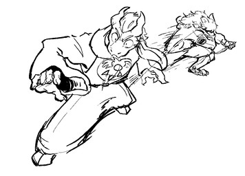 action_pose anthro claws clothing delta_rune_(emblem) duo female fight floppy_ears hair hair_over_eyes holding_object holding_weapon hoodie hooves horn imminent_danger imminent_death knife long_ears long_hair male motion_lines patch_(fabric) pose robe surprise_attack symbol topwear torn_ear weapon akamaruburningred juno_winters_(akamaruburningred) nick_the_goat boss_monster_(undertale) bovid bovine canid canine canis caprine mammal wolf black_and_white monochrome sketch