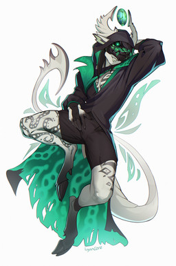 anthro biped bottomwear claws clothed clothed_anthro clothed_male clothing fingers front_view fully_clothed fully_clothed_anthro fully_clothed_male hooves horn looking_at_viewer male mask simple_background smile solo tail topwear lynncore unknown_species 2026 digital_drawing_(artwork) digital_media_(artwork) hi_res