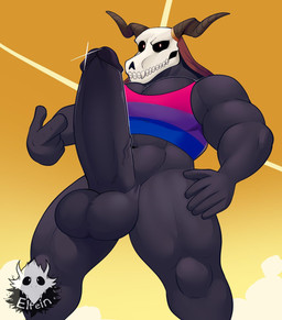 5_fingers balls big_balls big_penis bisexual_pride_colors bone bottomless clothed clothing erection fingers genitals horn huge_balls huge_penis humanoid_genitalia humanoid_penis lgbt_pride looking_at_viewer male muscular muscular_humanoid muscular_male navel penis pride_colors shirt skull skull_head smile solo tank_top topwear elfein the_ancient_magus'_bride elias_ainsworth canid canine humanoid mammal 2020 digital_media_(artwork) hi_res source_request