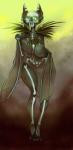 anthro bone breasts female glowing glowing_eyes green_eyes nipples skull solo teeth woofarin bat mammal 2019 absurd_res hi_res