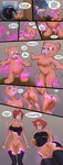 anthro blue_eyes body_size_growth breast_growth breasts brown_body butt clothing dialogue duo female growth hair inanimate_to_anthro nude plushie red_hair short_hair size_transformation smile surprise teddy_bear text transformation underwear plumbeo bear mammal rodent 2021 absurd_res comic english_text hi_res