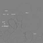 ambiguous_gender anthro anus dialogue duo female genitals goo_transformation grey_background owo pussy simple_background solo_focus transformation uwu_speech allbadbadgers conditional_dnp canid goo_creature mammal 1:1 absurd_res hi_res meme monochrome sketch story story_in_description trans_(lore)