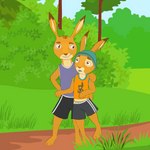 anthro bottomwear clothing duo freckles male school shorts sportswear young young_anthro young_male kitsune2000 lagomorph leporid mammal rabbit 1:1 hi_res