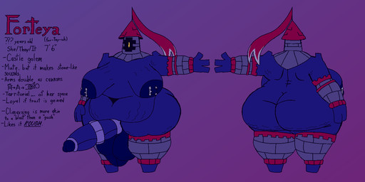 1_eye 3_fingers accessory age_difference anthro areola arm_cannon ball_sag balls belly big_balls big_belly big_breasts big_butt big_penis bottomwear breasts brick butt cannonball castle cellulite clothing cock_ring fingers flag genitals gynomorph huge_balls huge_breasts huge_butt huge_penis huge_thighs hybrid_genitalia hybrid_penis intersex jewelry loincloth nipple_piercing nipples older_gynomorph older_intersex overweight overweight_gynomorph overweight_intersex penis penis_accessory penis_jewelry piercing roof_shingle solo stretch_marks text thick_thighs felineflustered jewish_mythology mythology forteya_(felineflustered) animate_inanimate mythological_creature mythological_golem english_text model_sheet