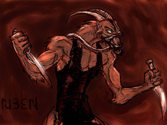 abstract_background anthro biceps clothing dagger fur gas_mask green_sclera holding_dagger holding_melee_weapon holding_object holding_weapon horn knife long_neck looking_at_viewer male mask melee_weapon muscular muscular_anthro muscular_male nightmare_fuel pecs red_body red_fur shirt simple_background skinny solo tank_top topwear weapon rubendevela bovid caprine goat mammal 2003 4:3 archived_source signature