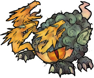 3_heads ambiguous_gender claws eyebrows feral looking_at_viewer looking_back multi_head orange_eyes solo tongue wind rocket_grunt_(artist) mythology dragon monster mythological_creature mythological_scalie scalie