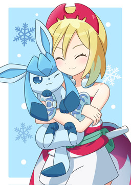 ;3 ambiguous_gender blonde_hair blue_body blue_eyes bracelet curling_toes duo eyebrow_through_hair eyebrows eyelashes eyes_closed feet female feral hair hug jewelry one_eye_closed paws size_difference snowflake soles tail translucent translucent_hair nekogyo122 nintendo pokemon pokemon_legends_arceus irida_(pokemon) eeveelution generation_4_pokemon glaceon human mammal pokemon_(species) 2022 hi_res