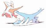 ambiguous_gender blue_body blue_fur claws duo female feral fur red_body red_fur simple_background smile white_background white_body white_fur yellow_eyes frozenquills nintendo pokemon generation_3_pokemon latias latios legendary_pokemon pokemon_(species) absurd_res hi_res