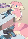 3_fingers :> ambiguous_gender anthro close-up death doing_it_wrong duo emanata eyes_closed fingers furniture holding_head killing lying neck_snap on_back on_table relaxing simple_background smile sparkles standing table boke_(artist) nintendo pokemon audino generation_4_pokemon generation_5_pokemon pokemon_(species) riolu 2024 digital_media_(artwork) hi_res