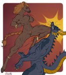 anklet anthro big_breasts blood blood_from_mouth blood_in_mouth bodily_fluids bouncing_breasts bracelet braided_tail breasts brown_body darkened_pussy duo female hair hitting_another hooves horn huge_breasts jewelry multicolored_body multicolored_scales muscular muscular_anthro muscular_female nosebleed nude nude_female orange_hair scales spiked_tail spikes spikes_(anatomy) sweat tail two_tone_body two_tone_scales unguligrade violence vulva wounded goolee mythology priscilla_(goolee) dragon equid equine horse mammal mythological_creature mythological_scalie scalie