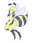 antennae_(anatomy) anthro anthrofied breasts eyes_closed female heart_symbol multi_arm multi_limb non-mammal_breasts simple_background small_breasts solo stinger white_background wings lilylami little_witch_academia studio_trigger arthropod bee cupid_bee hymenopteran insect