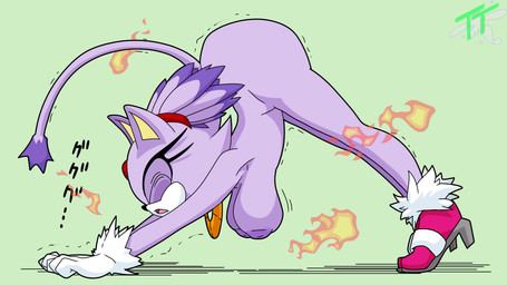 anthro areola ass_up big_butt black_nose breasts butt clothing dipstick_tail eyelashes eyes_closed female fire footwear forehead_gem fur gem gloves green_background handwear hanging_breasts inverted_nipples jewelry markings mostly_nude mostly_nude_anthro mostly_nude_female necklace nipples open_mouth pink_clothing pink_footwear pink_shoes purple_areola purple_body purple_fur purple_nipples shoes side_view simple_background solo stretching tail tail_markings thick_thighs white_body white_clothing white_fur white_gloves white_handwear wide_hips toughtips sega sonic_the_hedgehog_(series) blaze_the_cat domestic_cat felid feline felis mammal 16:9 4k absurd_res hi_res widescreen