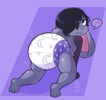 all_fours ambiguous_gender anthro blush butt clean_diaper clothed clothing diaper digitigrade embarrassed feet long_ears presenting presenting_hindquarters solo wearing_diaper dljoe addi_(dljoe) lagomorph leporid mammal rabbit watermark