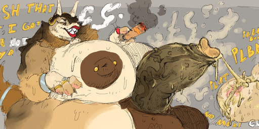 anthro areola balls barbell_piercing big_balls big_breasts big_penis bodily_fluids breasts cigar colored_cum cum cum_in_ass cum_inside dialogue dirty duo eyelashes genital_fluids genitals gynomorph huge_balls huge_breasts huge_penis hyper hyper_balls hyper_breasts hyper_genitalia hyper_penis intersex lips lipstick long_eyelashes makeup musk nipple_dip nipple_piercing nipples nubbed_penis nude penis piercing smelly smelly_penis sound_effects text thick_lips unusual_bodily_fluids unusual_cum unusual_genital_fluids vowelless vowelless_sound_effect warts yellow_cum breastwizard english_text hi_res