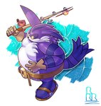 anthro belly belt clothing fishing_rod footwear fur gloves handwear high-angle_view male overweight purple_body purple_fur sandals shoes solo striped_body striped_fur stripes yellow_eyes raine_rudnick sega sonic_the_hedgehog_(series) big_the_cat domestic_cat felid feline felis mammal hi_res