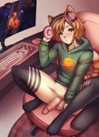 anthro balls blush clothing computer electronics femboy gambler gaming genitals hoodie legwear male penis playing_video_game solo stockings summer topwear ych_femboy ych_femboys rogbiejoke player trap_(disambiguation) hi_res