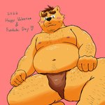 anthro asian_clothing belly blush brown_clothing brown_fundoshi brown_underwear clothing cute_fangs east_asian_clothing fangs fundoshi holidays humanoid_hands japanese_clothing kemono male moobs navel nipples overweight overweight_male pink_background simple_background solo teeth text underwear ch_ia_ki fundoshi's_day valentine's_day bear mammal 1:1 2022 english_text hi_res