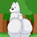 anthro big_butt black_nose bored butt fur half-closed_eyes looking_back male mouth_closed narrowed_eyes nature outside plant rear_view small_tail solo standing tail thick_thighs tree white_body white_fur nt6969 cartoon_network we_bare_bears ice_bear_(we_bare_bears) bear mammal polar_bear ursine 1:1 2022 english_description