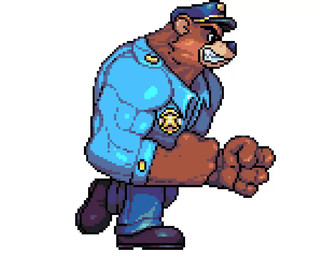 anthro bottomwear brown_body brown_fur clothing fur hat headgear headwear humanoid_hands male muscular muscular_male pants police police_badge police_hat police_officer police_uniform shirt simple_background solo topwear uniform white_background omegachaino brok_the_investigator cowcat_games r.j._(brok_the_investigator) bear mammal 2023 animated animated_gif digital_media_(artwork) pixel_(artwork) pixel_animation short_playtime