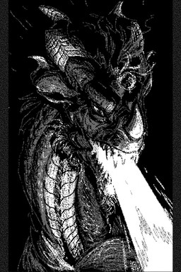 ambiguous_gender breath_powers elemental_manipulation facial_horn fangs feral fire fire_breathing fire_manipulation horn looking_down multi_horn nose_horn open_mouth scales snout solo teeth ametat42 european_mythology mythology dragon mythological_creature mythological_scalie scalie western_dragon 2022 black_and_white digital_media_(artwork) hi_res monochrome pixel_(artwork) portrait
