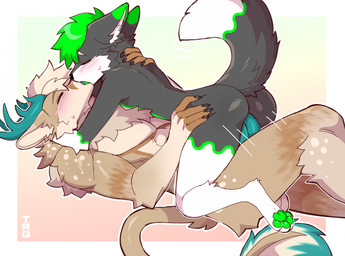 anal anal_penetration anthro anthro_on_anthro anthro_penetrated anthro_penetrating anthro_penetrating_anthro antlers biped blush butt claws duo feet fingers fur genitals hair horn kissing male male/male male_penetrated male_penetrating male_penetrating_male paws penetration penile penile_penetration penis penis_in_ass sex simple_background spots tail toes thericegoat canid canine deer mammal 2026 digital_drawing_(artwork) digital_media_(artwork) hi_res