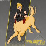 animal_genitalia barely_visible_genitalia barely_visible_sheath blonde_hair camera claws clothed clothing fully_sheathed genitals hair male paws sheath solo tail tail_motion tailwag text frankly-art european_mythology final_fantasy final_fantasy_xv greek_mythology mythology square_enix prompto_argentum canid canid_taur canine canis centaur domestic_dog equid equid_taur humanoid_taur mammal mammal_taur taur 1:1 english_text