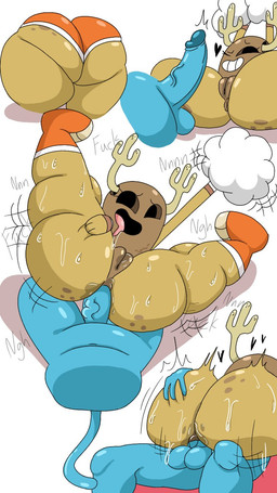 anal anal_penetration anthro anthro_penetrating anthro_penetrating_humanoid antlers anus balls big_butt blue_body bodily_fluids bottomwear butt butt_grab cartoon_freckles clothing duo empty_eyes erection female female_penetrated footwear freckled_butt freckles genitals hand_on_butt heart_symbol horn huge_butt huge_hips huge_thighs humanoid_genitalia humanoid_on_anthro humanoid_penetrated humanoid_penis loli male male/female male_anthro male_penetrating male_penetrating_female motion_lines nude open_mouth penetration penile penile_penetration penis penis_in_ass pom_poms profanity sex shorts simple_background socks sweat sweaty_butt tan_body text thick_thighs tongue vulva white_background wide_hips young young_female young_humanoid japansadface cartoon_network the_amazing_world_of_gumball gumball_watterson penny_fitzgerald domestic_cat felid feline felis humanoid mammal 2023 9:16 digital_media_(artwork) english_text hi_res