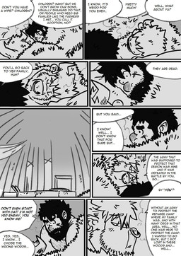 bed blush dialogue furniture hairy male male/male muscular muscular_male piercing text husky92 european_mythology greek_mythology mythology bovid bovine human humanoid mammal minotaur orc comic english_text hi_res monochrome multiple_scenes