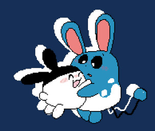 biped black_sclera blue_body blue_ears blush blush_lines cheek_blush dot_nose drop_shadow duo ears_up feet female frown happy hug hugging_another larger_male line_tail long_ears looking_at_another looking_down looking_down_at_another male monotone_feet multicolored_body nose_blush open_:3 open_frown open_mouth open_smile scut_tail short_legs short_tail side_view simple_background size_difference small_feet smaller_female smile smiling_eyes standing stubby_legs surprised tail tail_orb tan_inner_ear thin_tail tiptoes transparent_background two_tone_body white_body white_eyes white_face white_feet white_tail meatcanister nintendo pokemon tamagotchi azumarill generation_2_pokemon lagomorph mammal mimitchi pokemon_(species) tamagotchi_(species) waddling_head 2026 alpha_channel digital_media_(artwork) english_description full-length_portrait pixel_(artwork) portrait