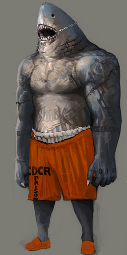 anthro arm_tattoo barazoku biped boxing_shorts chest_tattoo clothing colored_nails empty_eyes fish_head footwear forced_open_mouth gills grey_body grey_skin hand_tattoo hook horror_(theme) male mouth_scar muscular muscular_male nails neck_gills neck_tattoo nightmare_fuel pecs scar sharp_teeth shoes simple_background solo tattoo teeth text text_on_clothing huke aquatic fish shark absurd_res detailed digital_drawing_(artwork) digital_media_(artwork) hi_res