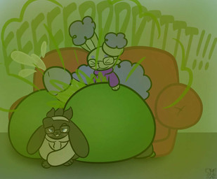 anthro big_butt big_penis black_eyewear black_glasses black_nose blue_eyes blush bodily_fluids bottomwear buckteeth butt clothed clothed_sex clothing cum duo ejaculation eyebrows eyes_closed eyewear fart fart_cloud farting_on_penis furniture genital_fluids genitals glans glasses green_bottomwear green_clothing green_fart_cloud green_leggings green_legwear green_nose green_pants grey_background grey_body grey_clothing grey_ears grey_hair grey_hoodie grey_inner_ear grey_tail grey_topwear hair hand_on_another's_butt hand_on_butt hoodie hot_dogging huge_butt huge_penis hyper hyper_butt hyper_fart hyper_genitalia hyper_penis leggings legwear lying male male/male on_front on_sofa onomatopoeia pants penis purple_clothing purple_eyebrows purple_glans purple_hoodie purple_topwear scut_tail sex short_tail simple_background sitting sitting_on_sofa sofa sound_effects tail teeth text tight_clothing topwear stupidcato nintendo pokemon bray_(bray64) reathe_(character) buneary generation_4_pokemon generation_8_pokemon lagomorph leporid mammal pokemon_(species) rabbit raboot 2026 colored digital_media_(artwork) hi_res shaded signature