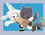 anthro duo male male/male saku1saya i_think_i_like_you leon_(i_think_i_like_you) sky_(i_think_i_like_you) theodore_(i_think_i_like_you) canid canine canis lagomorph leporid mammal rabbit wolf