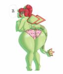 anthro anthrofied big_butt bottomwear butt clothed clothing eyewear female glasses green_body hair looking_at_viewer looking_back open_mouth panties panties_only pattern_bottomwear pattern_clothing pattern_panties pattern_underwear pink_clothing pink_panties pink_underwear pokemon_panties pokemorph print_clothing print_underwear red_hair solo thick_thighs topless underwear underwear_only wide_hips deadpliss mewpan nintendo pokemon maylene_(aj_the_flygon) flygon generation_3_pokemon pokemon_(species) skitty absurd_res hi_res