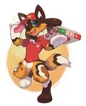 anthro bottomless chest_spike clothed clothing container delivery_(commerce) delivery_employee food fur hand_spike hat headgear headwear looking_at_viewer male pizza_box shirt simple_background smile solo spikes spikes_(anatomy) tail topwear tuft pawstanoodle nintendo pokemon pecan_(soulvixen) african_wild_dog canid canine generation_4_pokemon lucario mammal pokemon_(species) digital_media_(artwork)