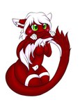 anthro blush breasts embarrassed female fur green_eyes hair red_body red_fur shy solo white_body white_fur white_hair conditional_dnp fricken_stoat yunamie domestic_cat felid feline felis mammal