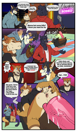 animal_dildo animal_sex_toy anthro anus being_watched biped butt casual_exposure clothed clothing collar dildo dildo_saddle dipstick_tail exhibitionism fur gaping gaping_anus group looking_at_another male male/male markings mechanical_bull partially_clothed public sex_toy spread_butt spreading tail tail_markings teasing text trio deaddomovec sorto canid canine felid feline fox mammal absurd_res english_text hi_res