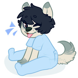 ambiguous_gender anthro clothed clothing dipstick_ears dipstick_tail ear_markings fur hair markings multicolored_ears onesie open_mouth simple_background sitting solo tail tail_markings white_background young young_anthro monsterbunny gally_(monsterbunny) canid canine canis domestic_dog mammal 1:1 2015 archived_source digital_drawing_(artwork) digital_media_(artwork) signature
