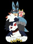 claws collar duo feet foot_focus male open_mouth open_smile pawpads paws smile spiked_collar spikes achromatic nintendo pokemon generation_4_pokemon generation_7_pokemon lucario lycanroc pokemon_(species) alpha_channel