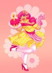 anthro apron big_breasts biped breasts cake candle cleavage clothed clothing dessert dress female flower food footwear handwear high_heels housewife legwear lips oven_mitts plant shoes solo stockings thick_lips arthropod bear bee hymenopteran insect mammal hi_res