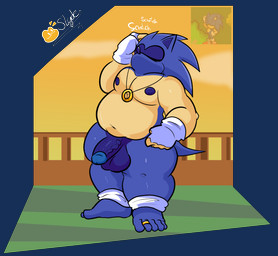 anthro balls blue_body blue_penis clothing detailed_background digit_ring eyes_closed feet fingerless_gloves fingerless_gloves_only genitals gloves gloves_only hair handwear handwear_only head_scratch humanoid_genitalia humanoid_penis jewelry male mostly_nude outside penis ring tail text toe_ring toes slyden'in sega sonic_the_hedgehog_(series) sonic_the_hedgehog eulipotyphlan hedgehog mammal alpha_channel digital_media_(artwork) english_text hi_res