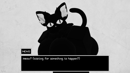 anthro breasts female solo omori_(game) roblox mewo_(omori) domestic_cat felid feline felis mammal monochrome